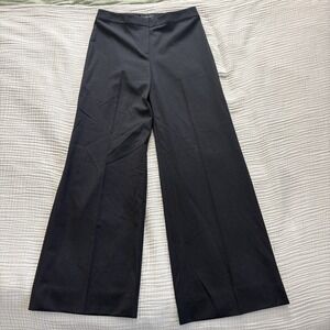 St. John Collection Pants Women's Sz 6 Black Wide Leg Wool High Rise Zipper Fly